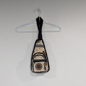 Cotton Sling Bag in African Print Black Brown